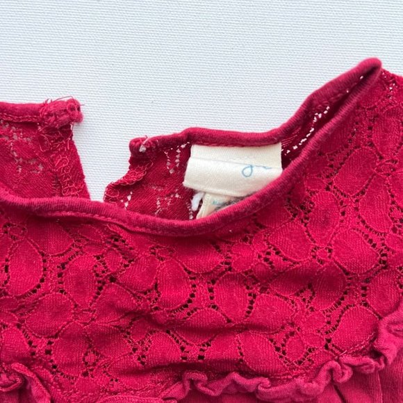 Energie  Red Belted Floral Lace Top ( S ) - Picture 3 of 3
